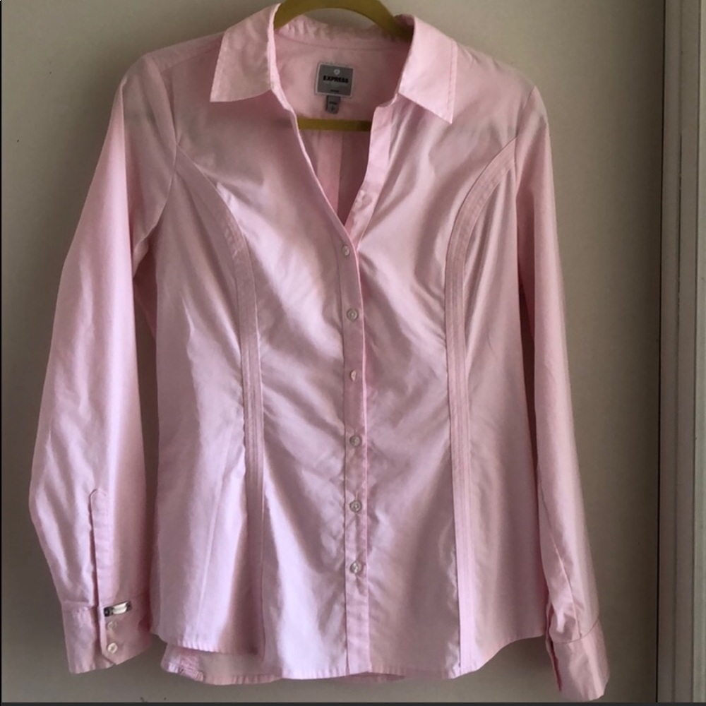Express Light Pink Dress Shirt Button Down Size M